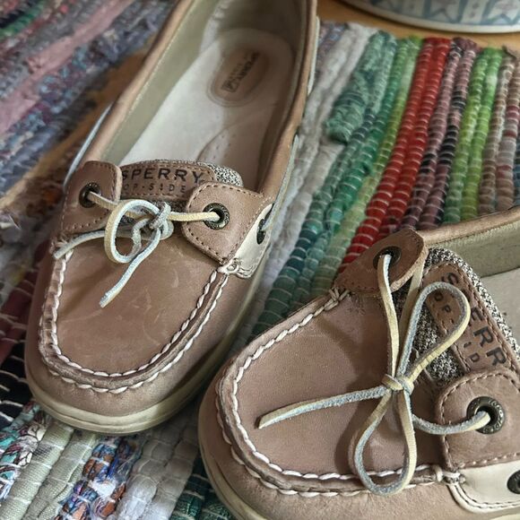 Sperry Women’s Top Sider Beige Leather Boat Shoes 8M - Picture 1 of 16
